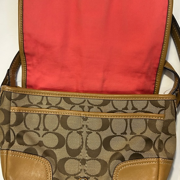 Coach Signature Brown and Tan Crossbody Bag - Picture 2 of 4